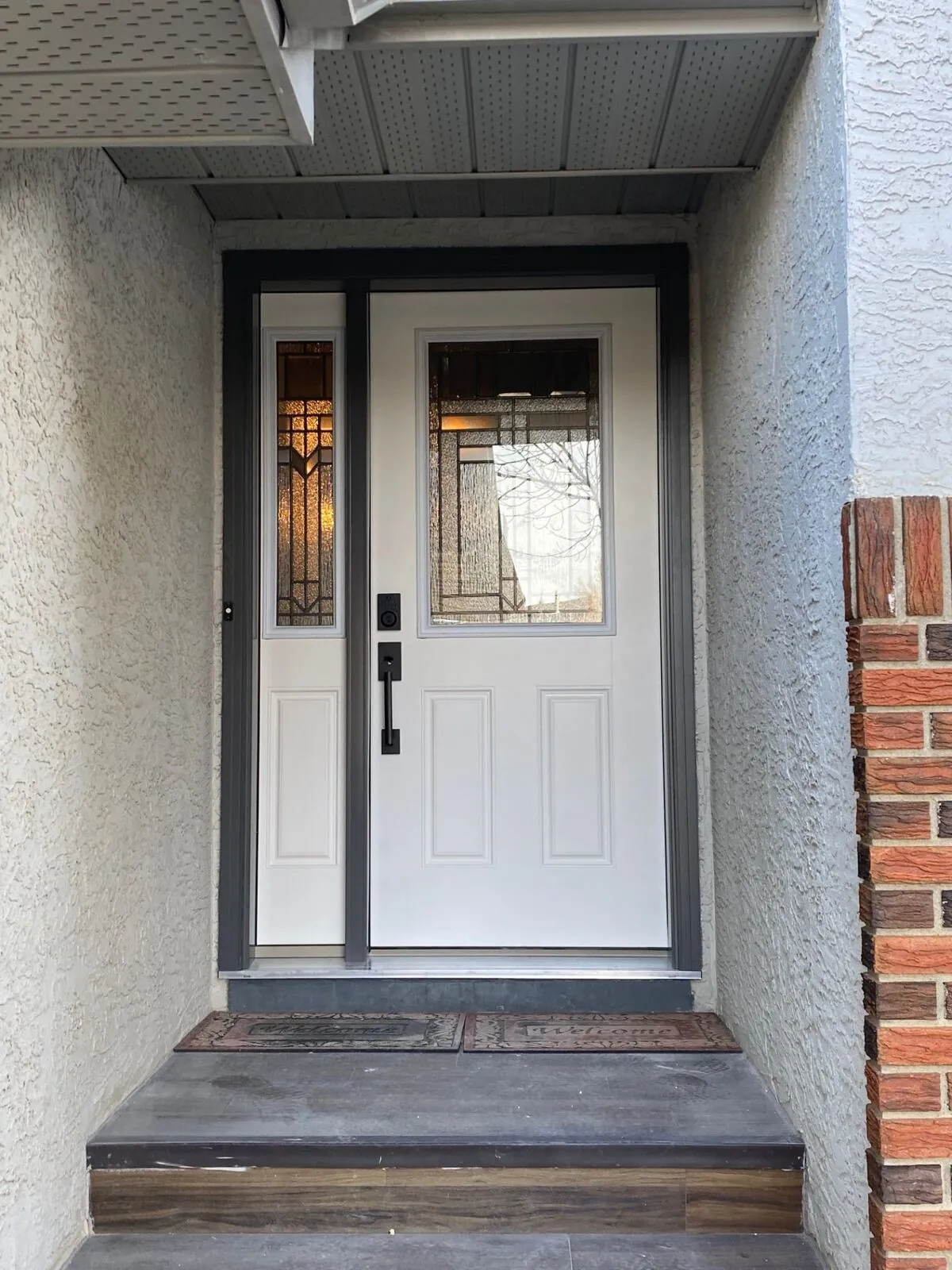 Modern entry door with full sidelite
