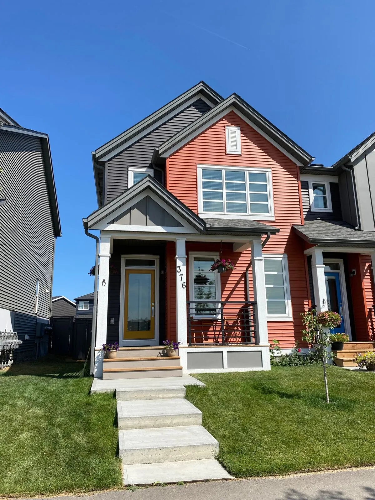 Board and batten siding with coral accent